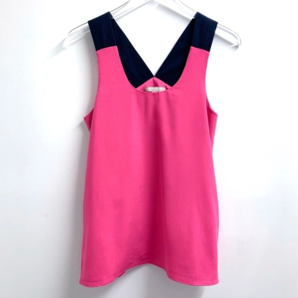 Banana Republic Pink and Navy Racerback Tank Top